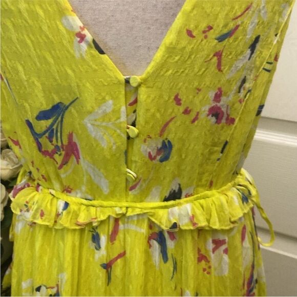 Tanya Taylor silk/cotton Yellow V-Neck Sleeveless Maxi  eyelet Sundress, US4 - Picture 12 of 14